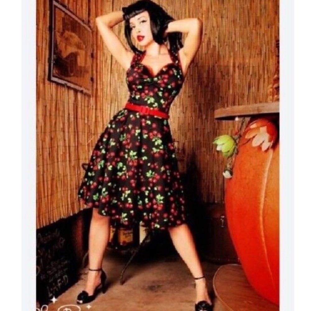 SOLD
Pinup Couture Cherry Swing Dress L